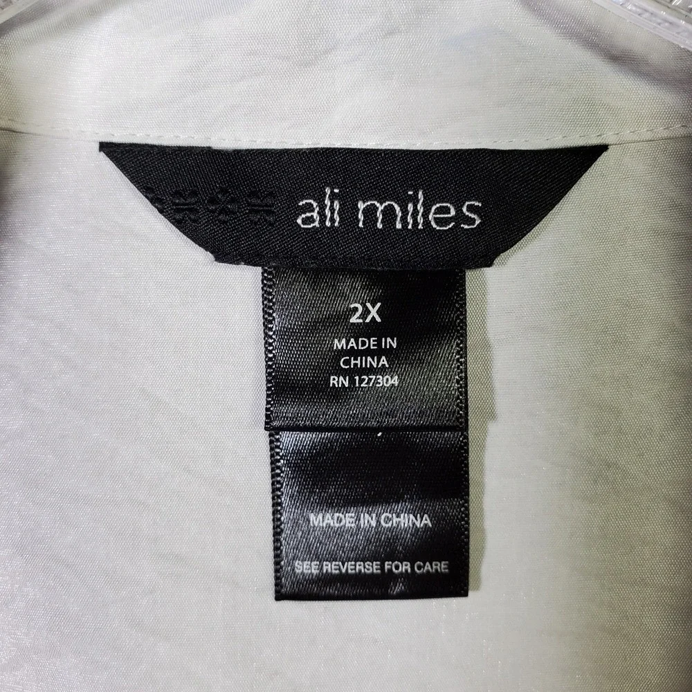 Ali Miles Button Up Shirt Womens 2X White Lagenlook Minimalist Career Chic Relax - Picture 5 of 7